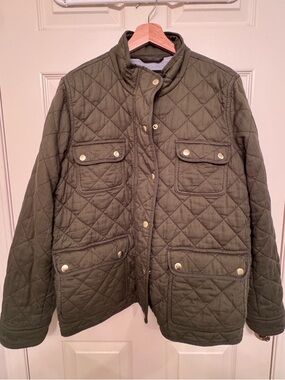 J Crew Quilted Barn Jacket with Brass Accents Size XXL